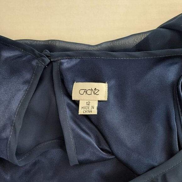 Cache Size 12 Velvet Navy Blue Mini Dress - Picture 5 of 10